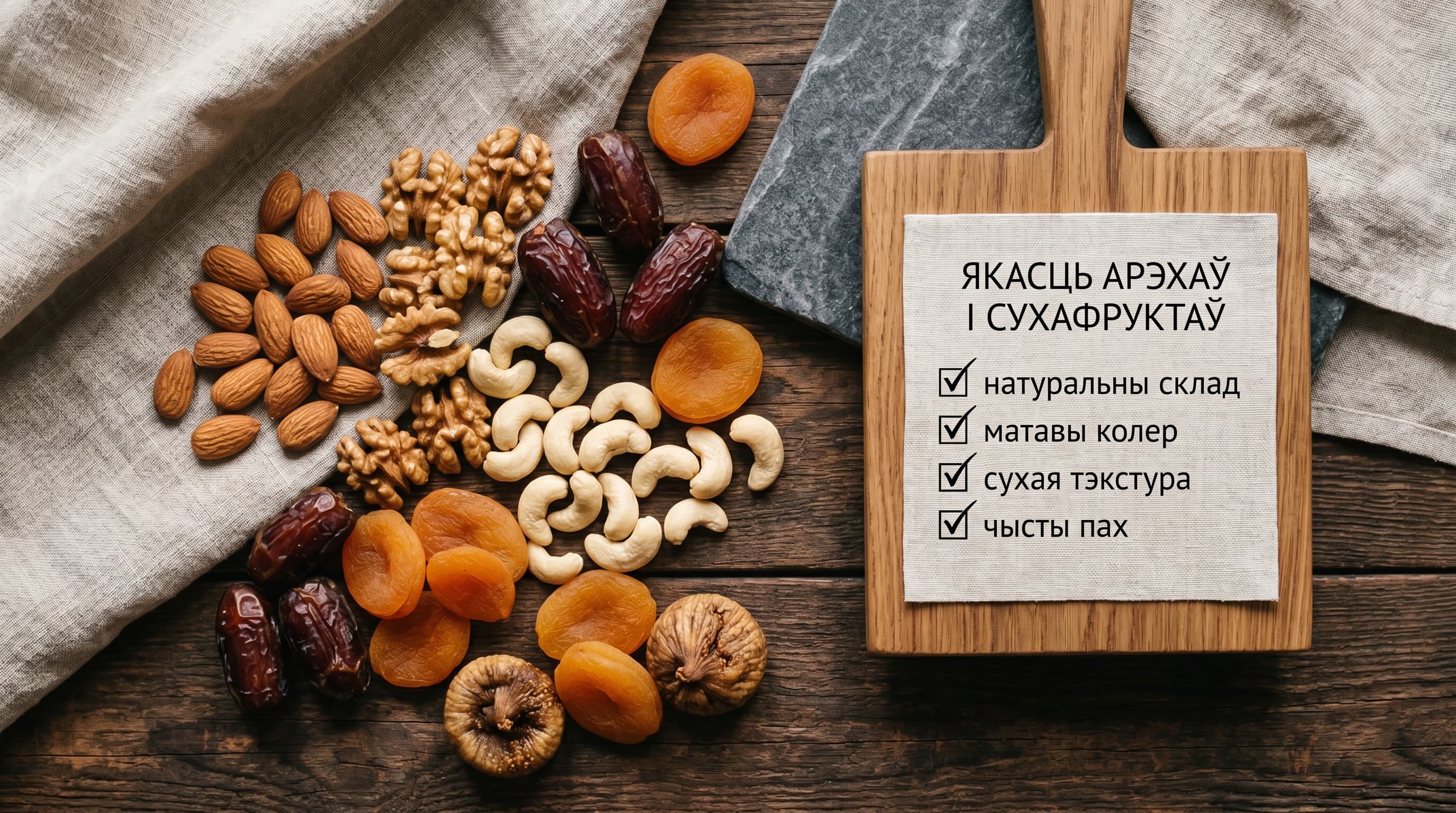 Як выбраць арэхі і сухафрукты