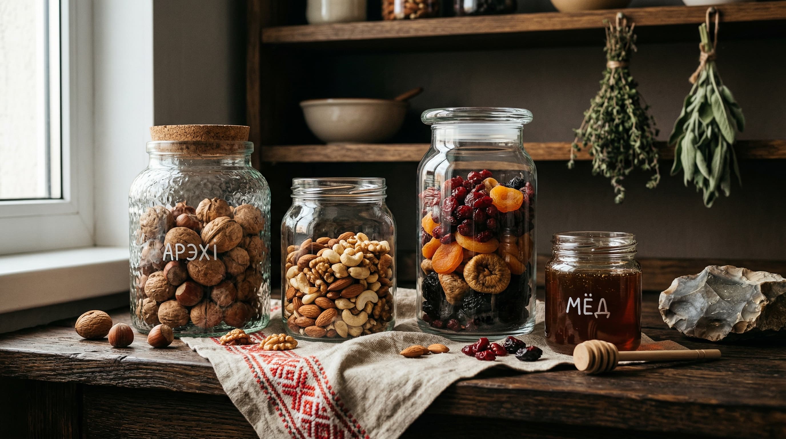 Захоўванне арэхаў і сухафруктаў